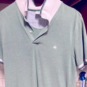 Brooks brothers green & white slim fit polo shirt